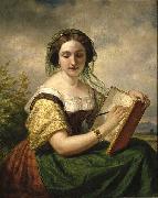 Daniel Huntington The Sketcher: A Portrait of Mlle Rosina, a Jewess Sweden oil painting artist